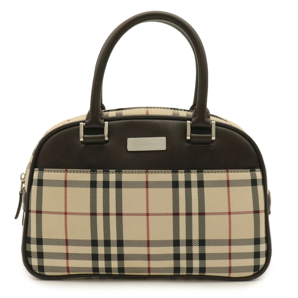BURBERRY Nova Check handbag, nylon canvas and leather, available in beige, br...